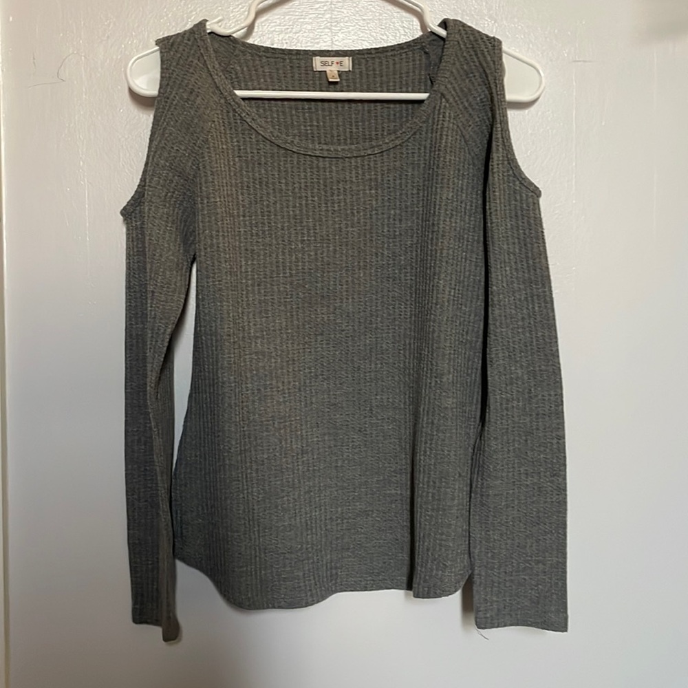 Gray, Cold-shoulder Top